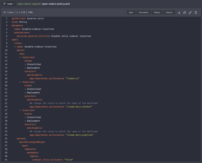 Open WebUI Policy YAML Edit