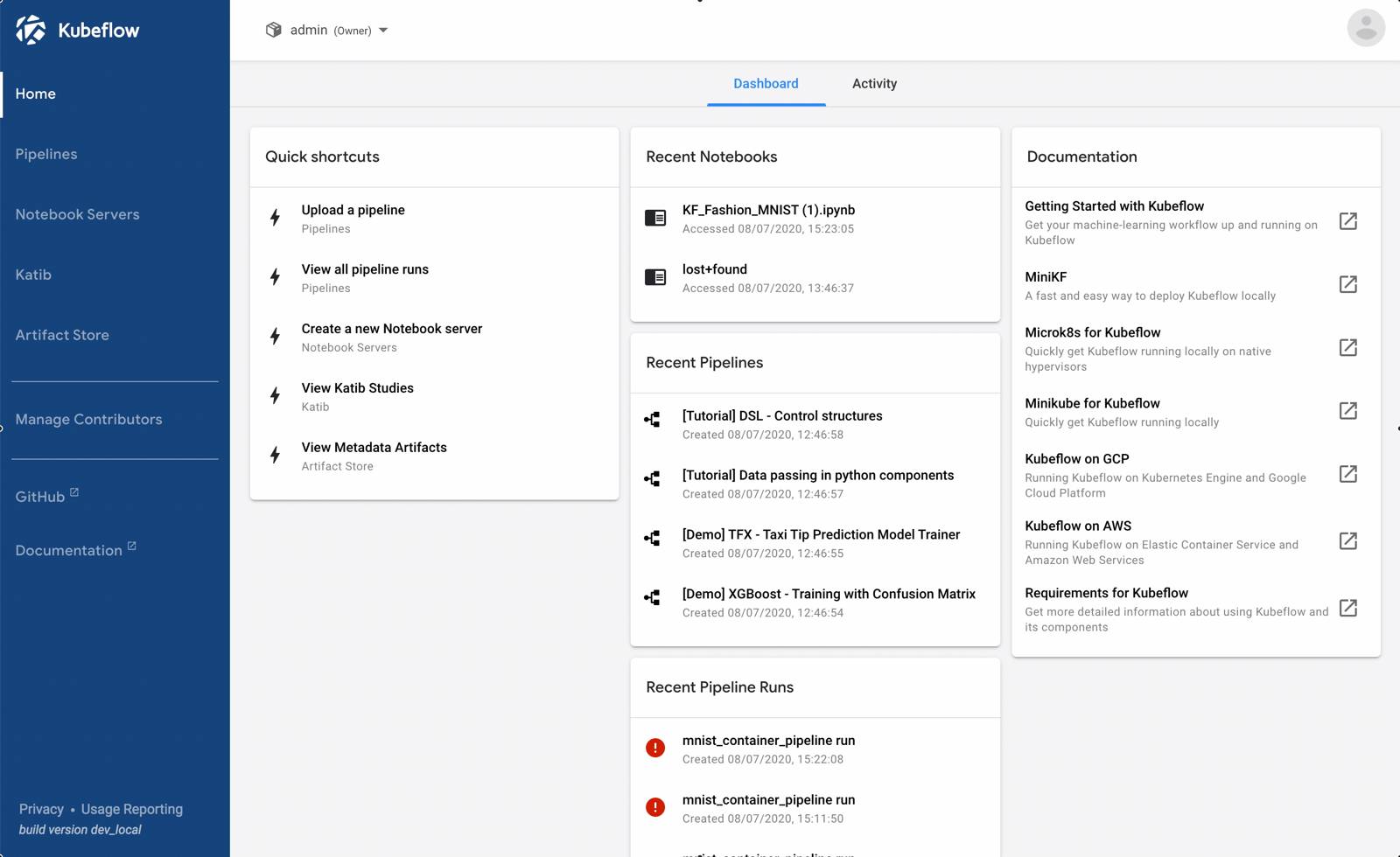 Notebook server in Kubeflow